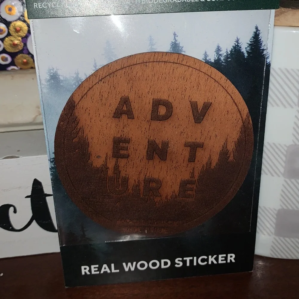 Woodchuck Adventure Wood Round Sticker 2”x2” NWT